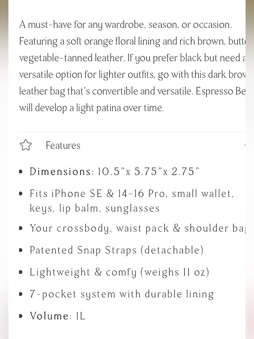 Women's Espresso Bee Leather bag (2 straps) - Lyons Leather - Picture 5 of 5